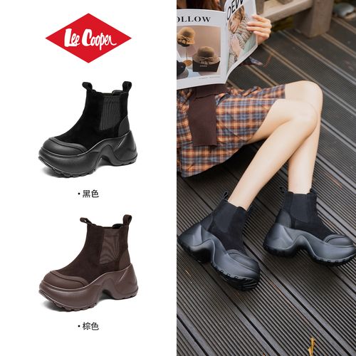 LEE COOPER2025冬季款切尔西靴小个子厚底松糕超高跟加绒棉靴短靴主图