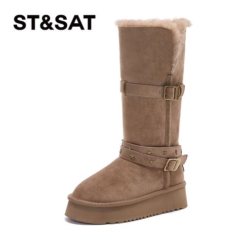 星期六时尚雪地靴女2025冬季新款防寒网红气质厚底休闲百搭高筒靴主图