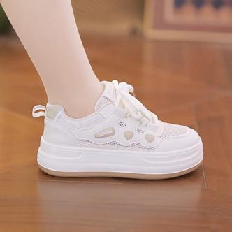 森马SENMA小白鞋女2025夏季新款透气休闲板鞋国潮厚底欧若风网鞋主图