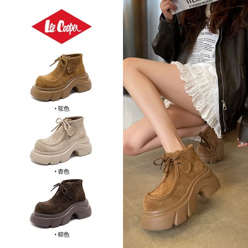 【琥珀流光】LEE COOPER厚底户外马丁靴女2025秋复古英伦磨砂皮短靴主图