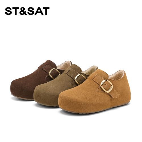 St&Sat/星期六百搭加绒加厚勃肯2026冬季新款时尚软底休闲单鞋女主图