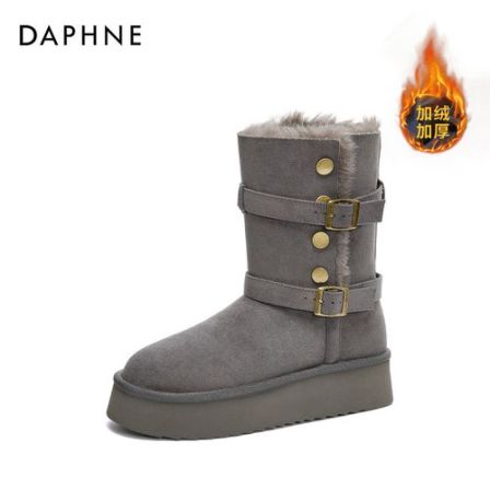达芙妮厚底雪地靴棉鞋2025冬季加绒保暖加厚百搭防滑增高时尚棉靴