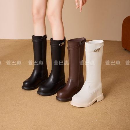 2025轻奢骑士靴厚底增高保暖长靴女冬季长筒靴加绒女靴XBH141