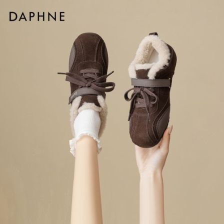 达芙妮加绒休闲板鞋女款2025年冬季新款轻便舒适德训鞋平底运动鞋