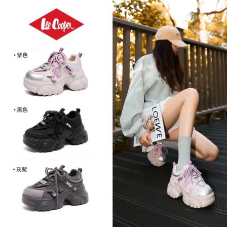 【交个朋友专属】LEE COOPER厚底增高老爹鞋女秋季款潮户外休闲鞋