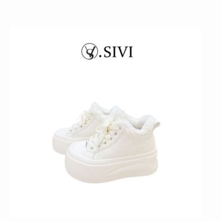 熙薇品牌2025秋冬新款舒适百搭时尚厚底中高帮休闲鞋H7168