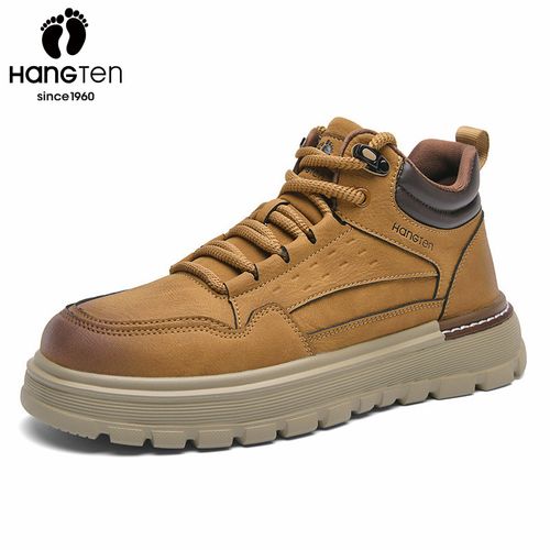 美国欢腾冬季男鞋复古擦色高帮美式男款马丁靴防滑厚底增高大黄靴主图