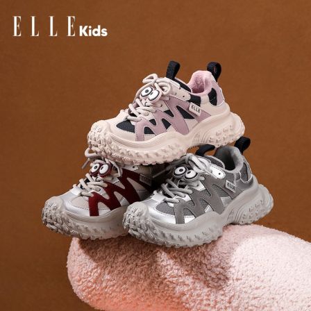ELLEkids童鞋儿童棉鞋冬季新款儿童加绒大眼萌趣鞋EFG4MT386