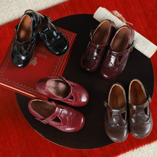 大耳象女童镂空花边皮鞋2026春季新款防滑橡胶气质鞋子2602003主图