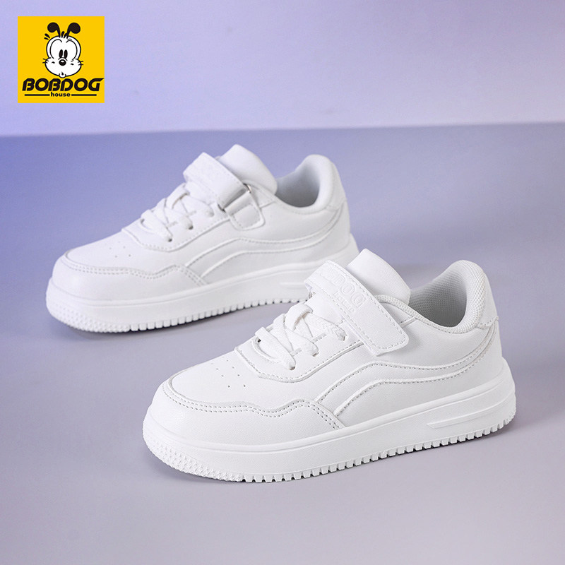 巴布豆儿童小白鞋男童鞋子春秋2026新款运动鞋白色幼儿园女童板鞋主图