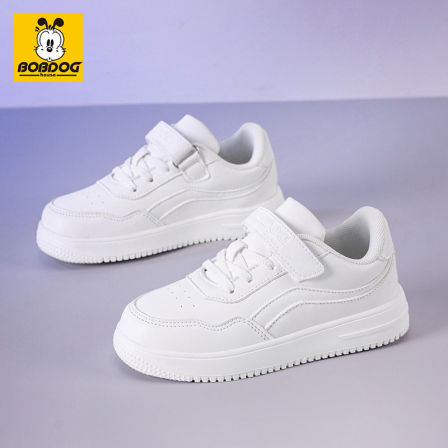 巴布豆儿童小白鞋男童鞋子春秋2026新款运动鞋白色幼儿园女童板鞋