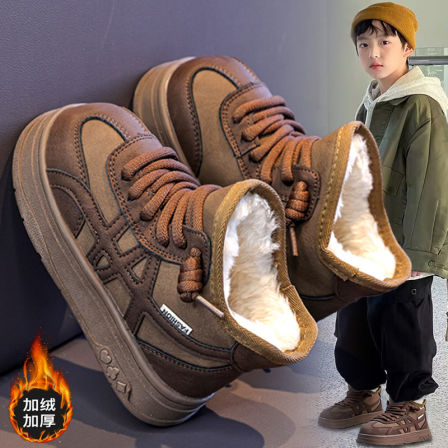阿童木男童雪地靴2025新款冬季加厚保暖儿童棉鞋防滑东北大棉靴子