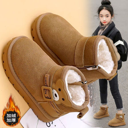 阿童木女童雪地靴加厚保暖2025新款冬季儿童面包棉鞋防滑女孩短靴