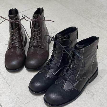 MFX 真皮圆头平底舒适时尚百搭洋派休闲高品质小短靴9-311