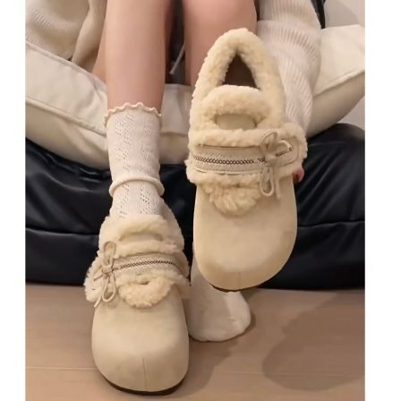 棉鞋女冬外穿2025新款冬季白色毛绒勃肯鞋加绒保暖厚底增高雪地靴