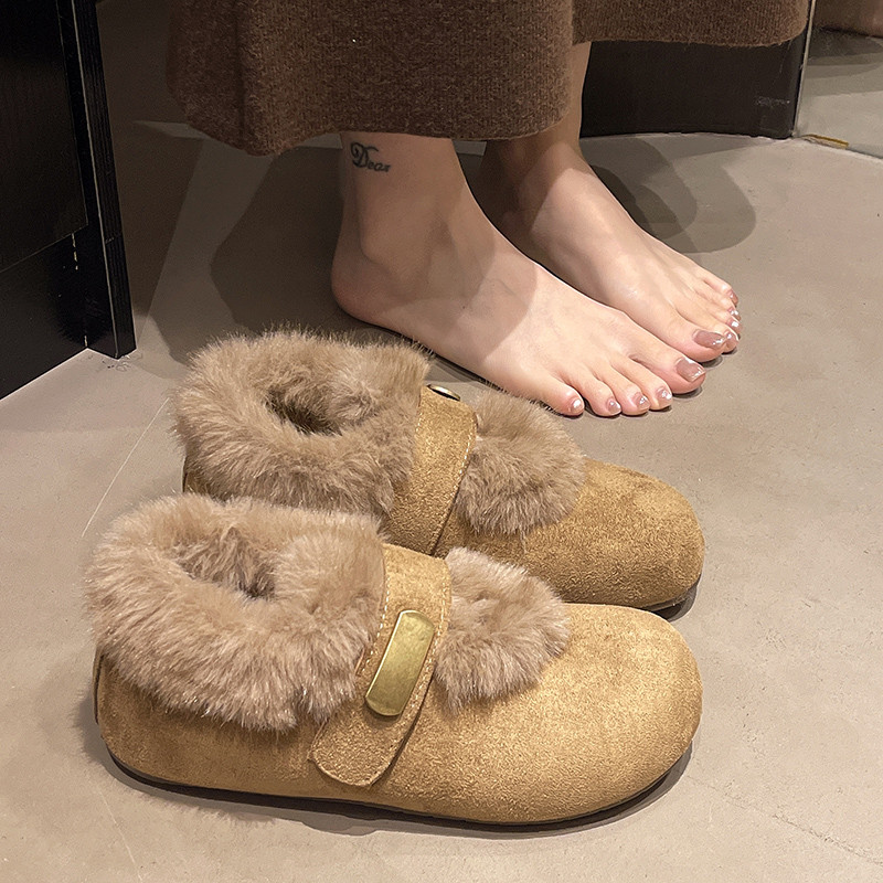 厚底内增高加绒加厚全包勃肯鞋毛毛鞋女2025新款冬季棉鞋子雪地靴主图