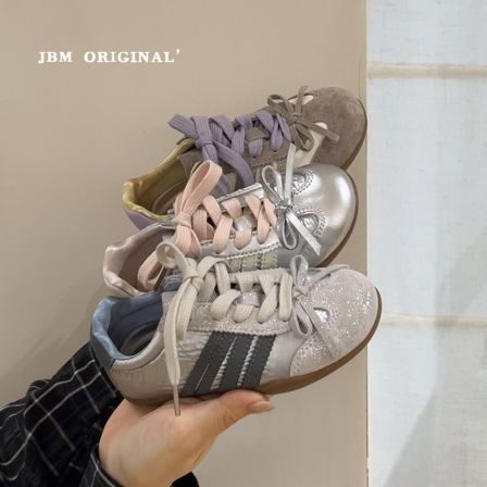 JBM 2026春季新款女童芭蕾风蝴蝶结德训鞋中大童洋派时髦阿甘板鞋