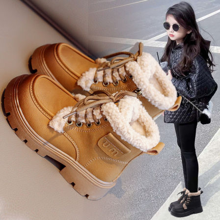 官网C&K女童雪地靴冬季2024新款加绒儿童大棉鞋保暖中大童马丁靴