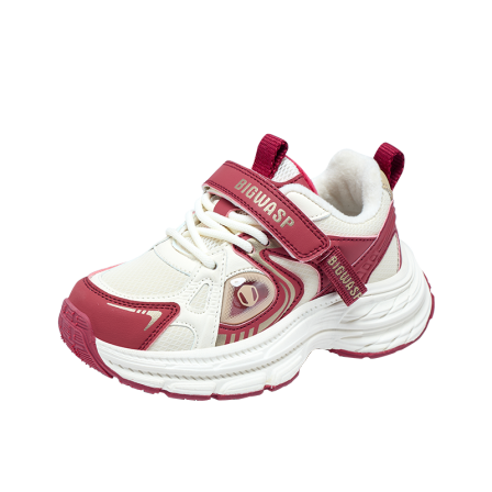 大黄蜂童鞋小学生运动鞋男童秋冬保暖加绒棉鞋防滑红色休闲老爹鞋