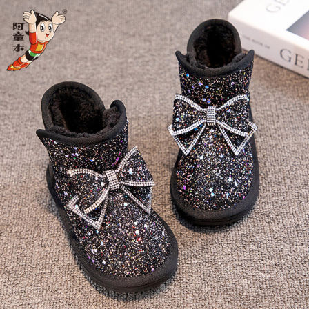 阿童木女童公主雪地靴2025新款冬季加厚保暖儿童棉鞋女孩短靴防滑