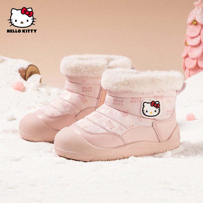 Hello Kitty儿童雪靴女童靴子2025冬季加绒小童保暖防滑毛绒靴主图