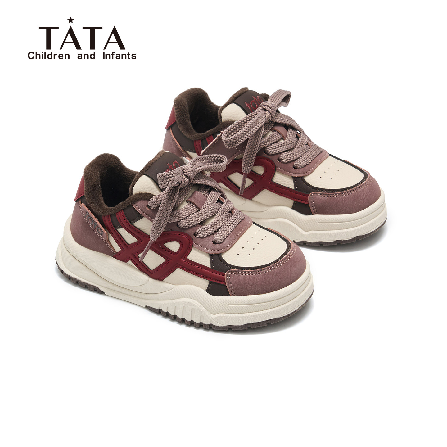 TATA他她童鞋儿童板鞋冬加绒棉鞋保暖软底防滑运动鞋男女童滑板鞋主图