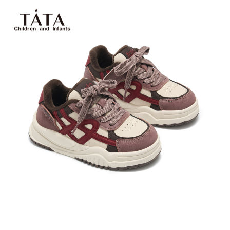 TATA他她童鞋儿童板鞋冬加绒棉鞋保暖软底防滑运动鞋男女童滑板鞋