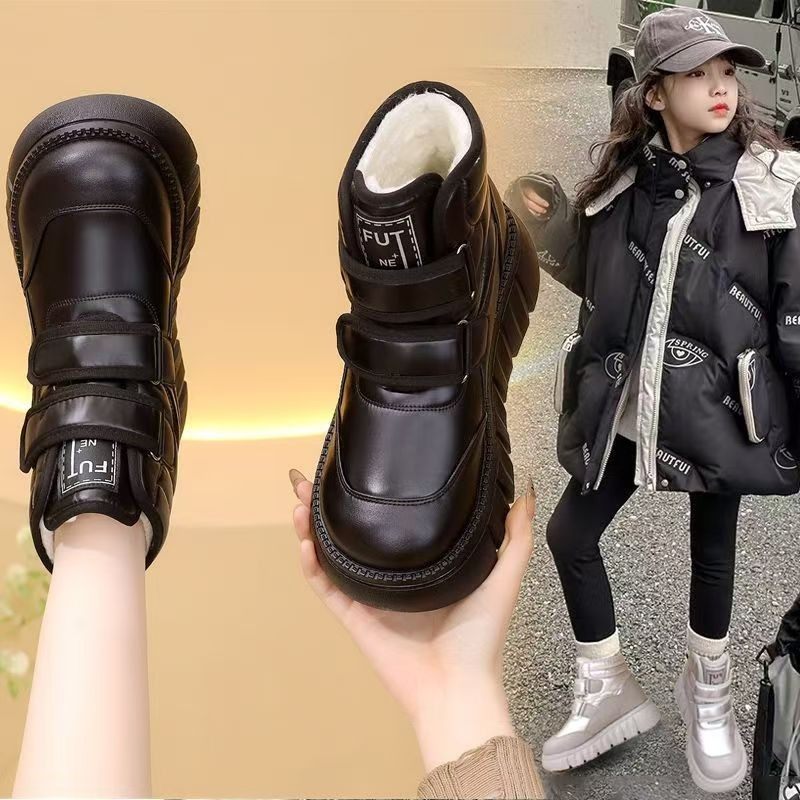 官网C&K女童雪地靴2025新款冬季儿童防水黑色棉鞋加绒中大童棉靴主图