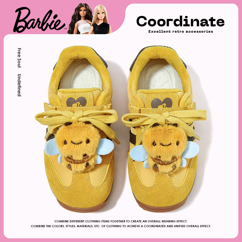 芭比童鞋女童二棉鞋2025新款秋冬加绒休闲鞋小女孩鞋子儿童德训鞋主图