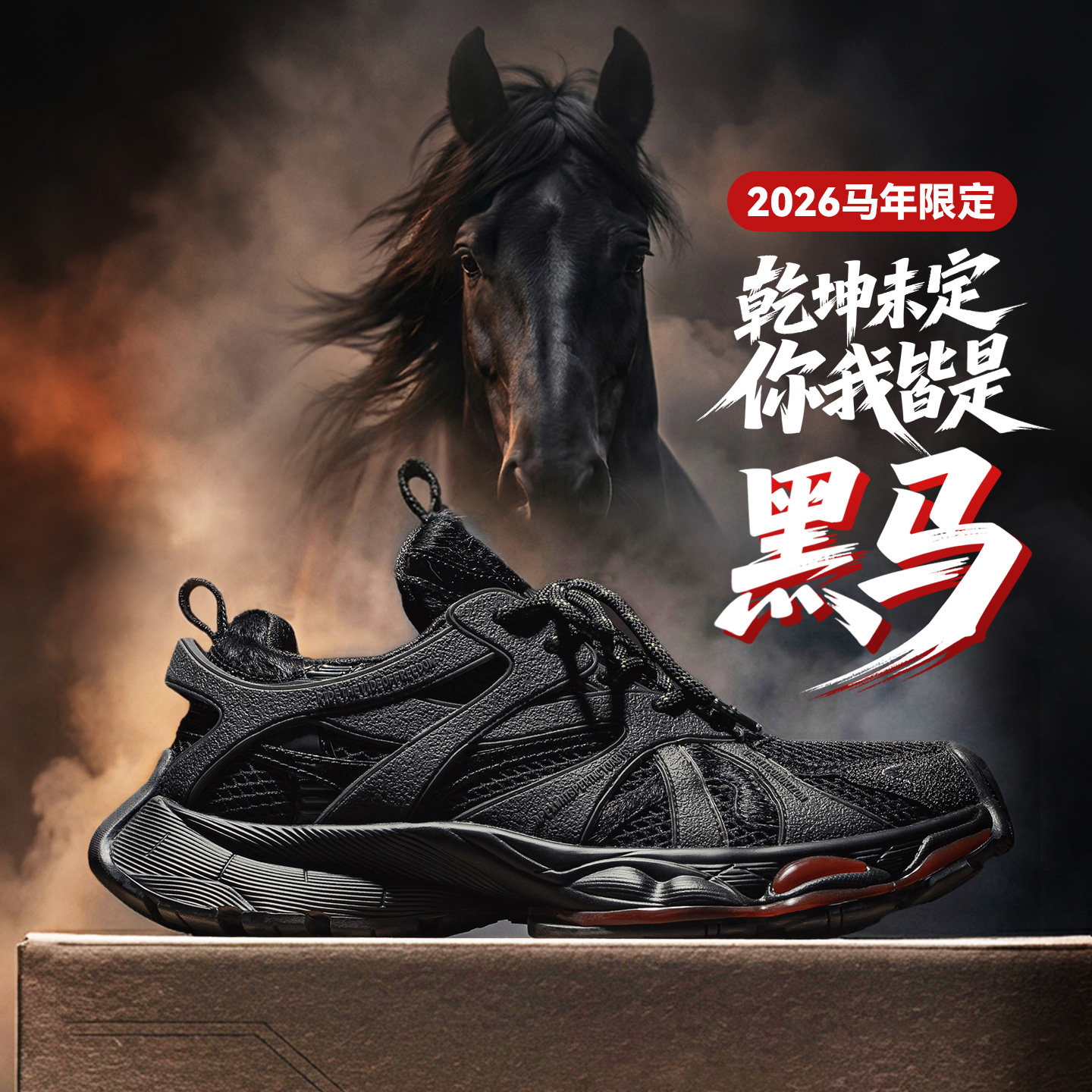 马登马年限定黑马老爹鞋男2026秋冬新款厚底增高复古休闲运动波鞋主图