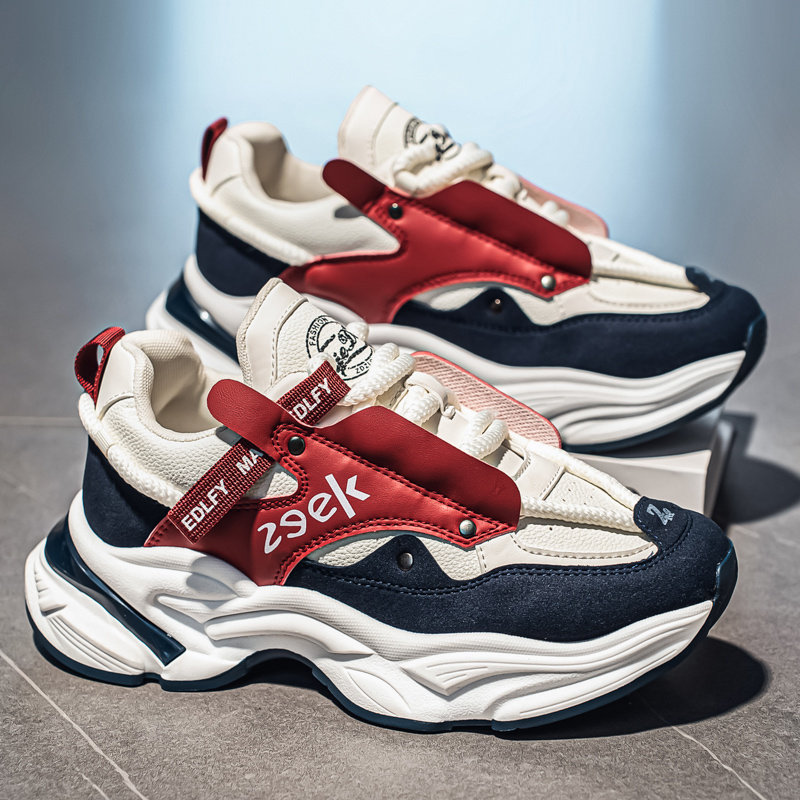 男鞋新款冬季网红爆款潮牌皮面休闲运动鞋青少年增高厚底老爹潮鞋主图