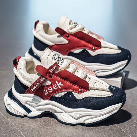 男鞋新款冬季网红爆款潮牌皮面休闲运动鞋青少年增高厚底老爹潮鞋