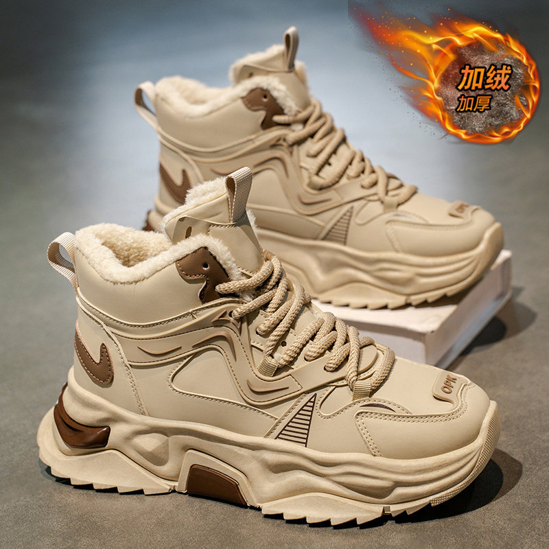 高帮男鞋2026新款冬季加绒加厚保暖棉鞋男士大码增高厚底老爹潮鞋主图