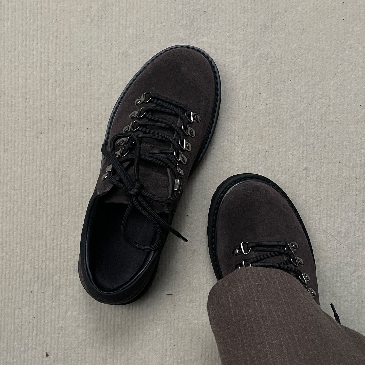 cleanfit户外登山翻毛短脸潮德比鞋男休闲皮鞋英伦复古通勤乐福鞋主图