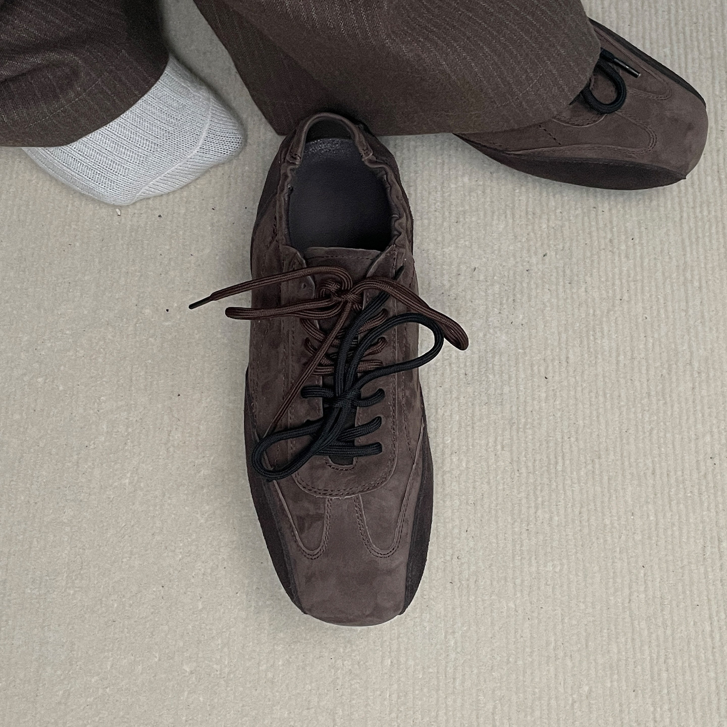 平底德训鞋男老钱风通勤懒人系带超软舒适百搭阿甘鞋简约休闲皮鞋主图