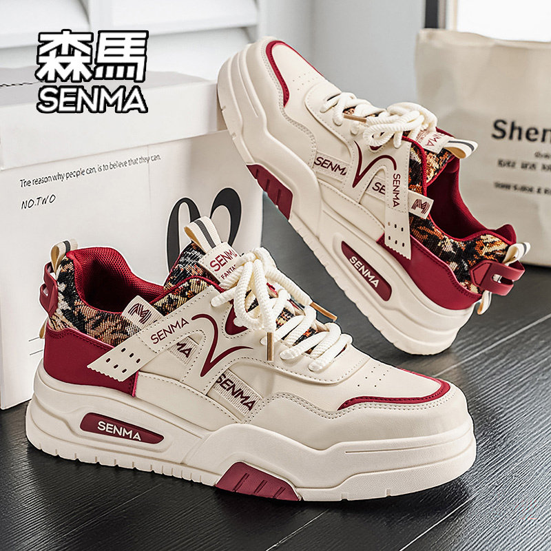 森马男鞋2026新款冬季网红爆款百搭皮面休闲板鞋学生增高运动潮鞋主图
