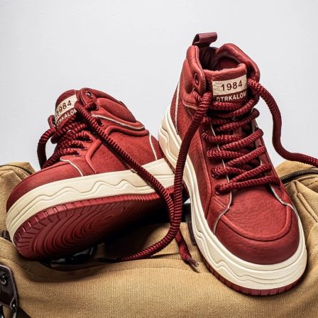 C&K高帮鞋男冬季百搭休闲板鞋青少年运动厚底马年本命年红色鞋子