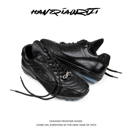 韩桥日记[黑血系列]"黑马"原创马皮足球鞋复古德训鞋休闲赛车鞋子