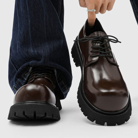 cleanfit大头德比鞋男士厚底增高英伦风休闲商务正装新郎伴郎皮鞋