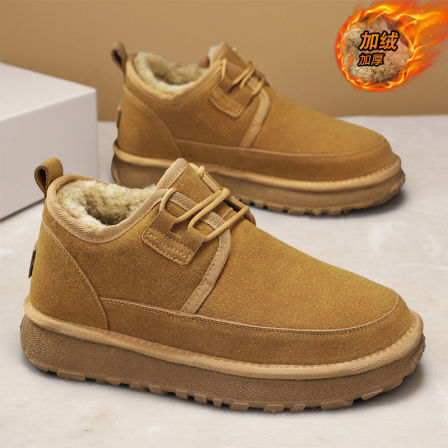 雪地靴男款冬季皮毛一体加绒保暖勃肯棉鞋男士冬天加厚防寒面包鞋