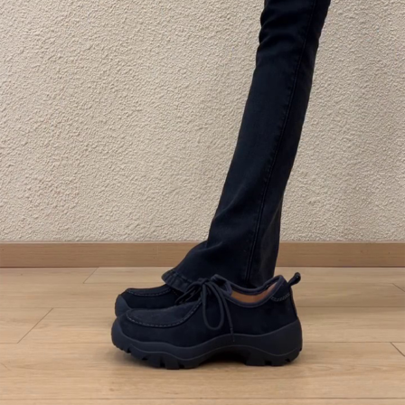 羊皮版~舒适软底绑带设计厚底秋季新款小个子百搭运动时尚休闲鞋