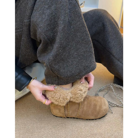 羊毛版~真皮圆头内增高加绒保暖雪地靴女休闲百搭勃肯鞋短靴棉鞋