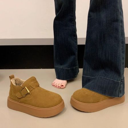 厚底加绒全包勃肯鞋女2025冬季新款一脚蹬东北棉鞋加厚保暖雪地靴