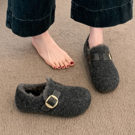 勃肯鞋女2025新款冬季爆款超火加绒加厚保暖一脚蹬豆豆棉鞋子女鞋