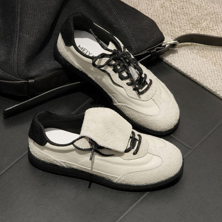 美洋MEIYANG 翻翻乐休闲鞋 反绒牛皮革_可拆卸鞋舌圆头撞色-周五