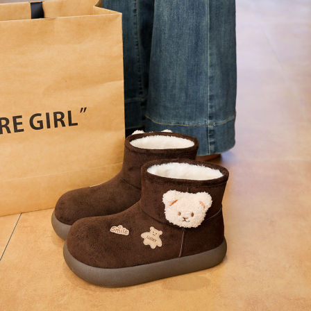 厚底雪地靴女款2025年冬季新款加绒保暖百搭休闲户外学生卡通棉鞋