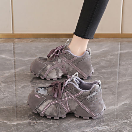 女鞋踩屎感厚底老爹鞋2025新款冬季棉鞋显脚小软底轻便增高运动鞋