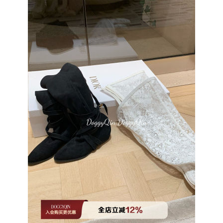 DoggyQin slp荒野靴/膛底小羊皮内增高靴子女尖头显瘦高筒靴长靴