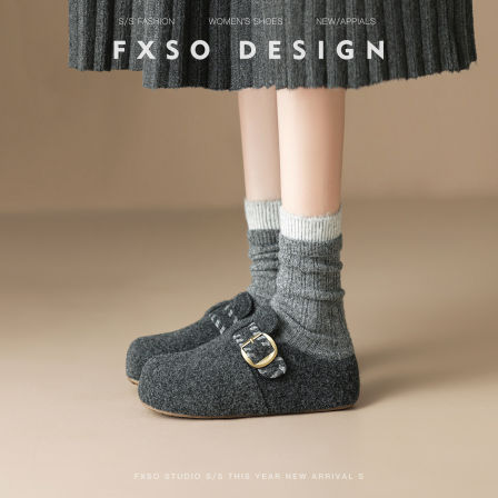 【方巷大叔】2026春季新款勃肯鞋保暖外穿一脚蹬复古风半拖棉拖女