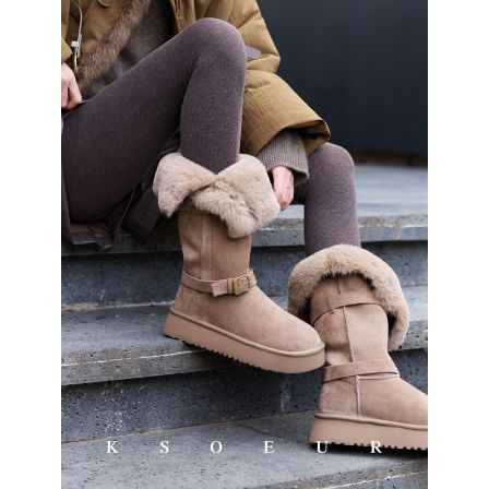 K姐 【冰岛长简雪地靴】冬季侧扣保暖洋派加密加厚雪地靴